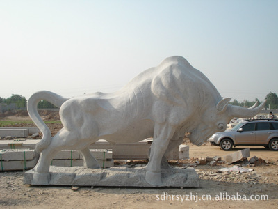 【低價銷售優質石雕產品,石雕動物,拓荒牛】價格,廠家,圖片,石膏、石料工藝品,山東恒銳石業-